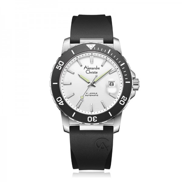 Alexandre Christie AC 6141 Silver White Rubber Automatic MARSSSL